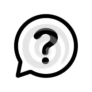 Question mark Icon in outline speech bubble isolated flat design vector illustration