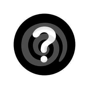 Question mark Icon in round black background isolated flat design vector illustration