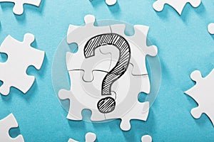 Question Mark Icon On White Puzzle