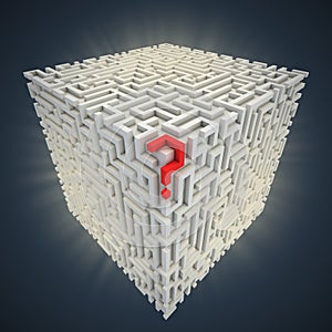 Question mark inside cubical maze