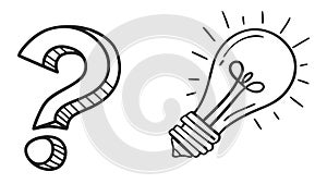 Question Mark Leading to Lightbulb Problem Solving Idea Generation, vector design Generative AI