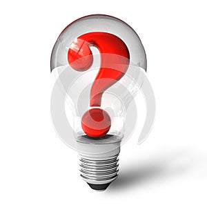 Question mark in lightbulb