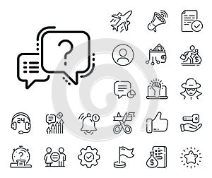 Question mark line icon. Quiz chat bubble sign. Salaryman, gender equality and alert bell. Vector