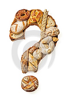 Question Mark Made of Bread Isolated