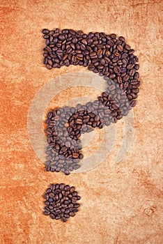 Question Mark made of Coffee Beans