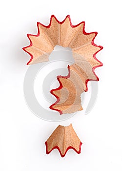 Question mark made with pencil shavings