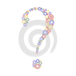 Question mark made up of color gears