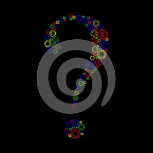 Question mark made up of color gears