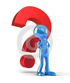 Question mark and man 3d illustration