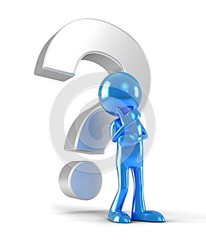 Question mark and man 3d illustration