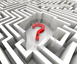 Question Mark In Maze Shows Confusion
