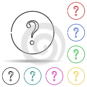 Question mark multi color set icon. Simple thin line, outline vector of web icons for ui and ux, website or mobile application