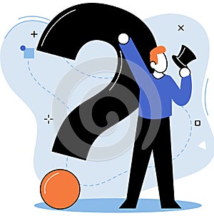 Question mark, obtaining information of interest. FAQ help. Problem and solution concept metaphor. Choice or answer