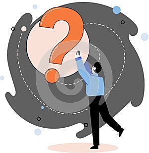 Question mark, obtaining information of interest. FAQ help. Problem and solution concept metaphor. Choice or answer