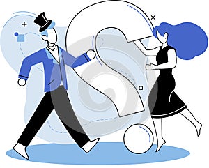 Question mark, obtaining information of interest. FAQ help. Problem and solution concept metaphor. Choice or answer