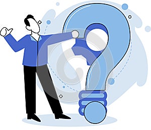 Question mark, obtaining information of interest. FAQ help. Problem and solution concept metaphor. Choice or answer