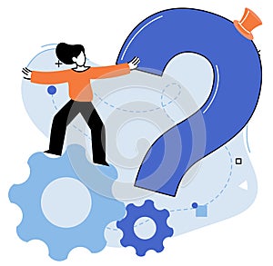 Question mark, obtaining information of interest. FAQ help. Problem and solution concept metaphor. Choice or answer