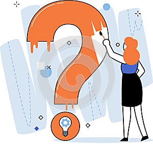 Question mark, obtaining information of interest. FAQ help. Problem and solution concept metaphor. Choice or answer