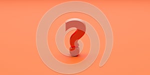 Question mark on orange color background. 3d illustration