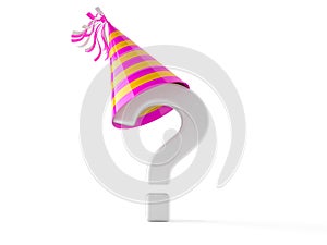 Question mark with party hat