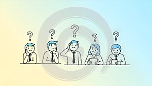 Question Mark People Teamwork, Problem Solving, Confusion Concept