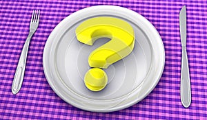 Question mark on the plate