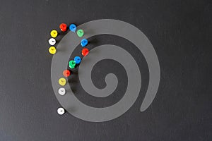 Question mark from push pins. The concept of an unpleasant question