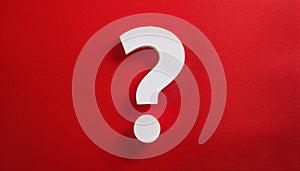 Question mark on red background. 3D rendering. FAQ and QA. Problem solution