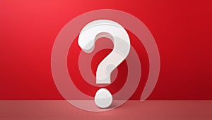 Question mark on red background. 3D rendering. FAQ and QA. Problem solution