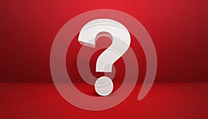 Question mark on red background. 3D rendering. FAQ and QA. Problem solution