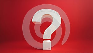 Question mark on red background. 3D rendering. FAQ and QA. Problem solution