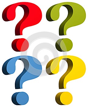 Question mark in red green yellow and blue colors