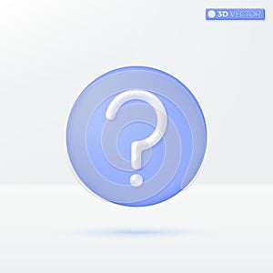 Question mark on round button icon symbols. support, FAQ, question and answer help concept. 3D vector isolated illustration design