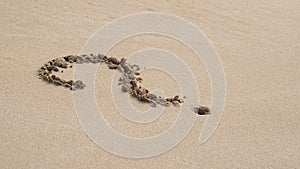 Question-mark in the sand