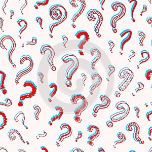 Question mark Seamless pattern.. Doodle style. Collection of icons and signs Why. Engraved hand drawn sketch. Abstract