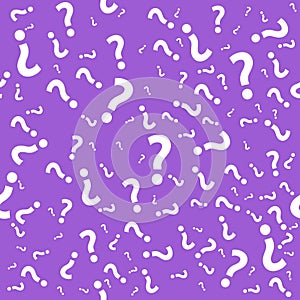 Question mark seamless pattern. Trivia poster design template, random punctuation marks background, quiz loading page, vector illu photo