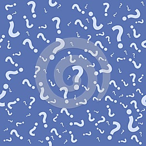 Question mark seamless pattern. Trivia poster design template, random punctuation marks background, quiz loading page, vector illu