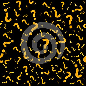 Question mark seamless pattern. Trivia poster design template, random punctuation marks background, quiz loading page, vector illu