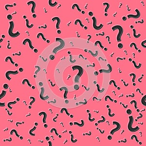 Question mark seamless pattern. Trivia poster design template, random punctuation marks background, quiz loading page, vector illu