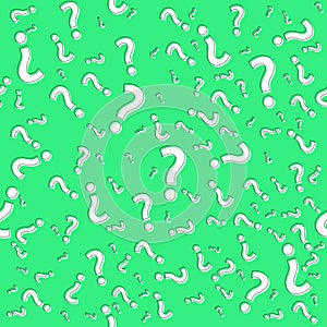 Question mark seamless pattern. Trivia poster design template, random punctuation marks background, quiz loading page, vector illu