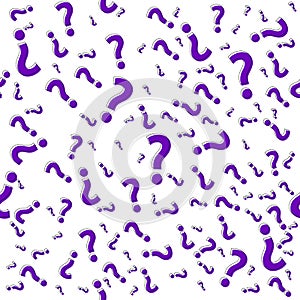 Question mark seamless pattern. Trivia poster design template, random punctuation marks background, quiz loading page, vector illu