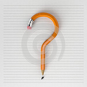 Question Mark Shaped Pencil 3D Render