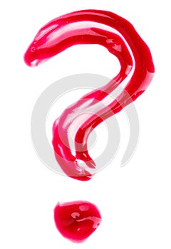 Question-mark shaped red fluid lips gloss