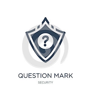 question mark in a shield icon in trendy design style. question mark in a shield icon isolated on white background. question mark