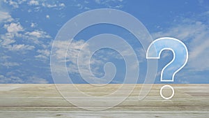 Question mark sign flat icon over blue sky with white clouds, Business customer service and support concept