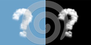 Question mark sign and symbol Cloud or smoke pattern, Doubt concept design transparent illustration isolated float on blue sky