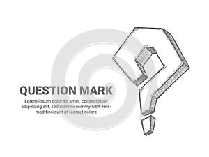 Question mark. Sketch interrogative symbol ask help support. Faq, search problem, question icon and place for text