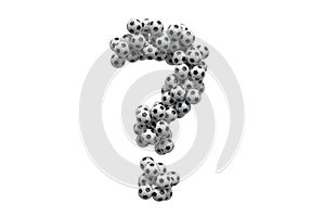 Question mark from soccer balls, 3D rendering