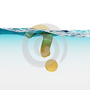 Question Mark Split Level Sinking or Wavering 3d Illustration Concept