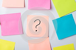 Question mark on a sticky note on a board